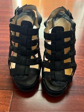 Christian Louboutin Paquita 120 Crepe Satin Black Caged Ankle Strap